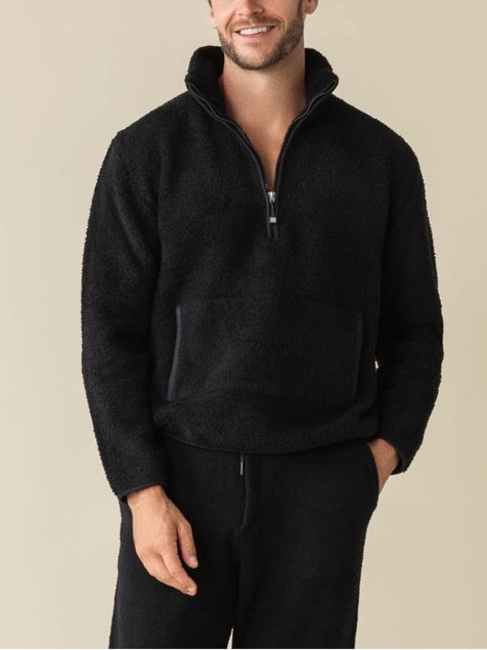 Kashwere Half Zip Kash comfort Pullover Sweater Black Unisex Nordstrom Large